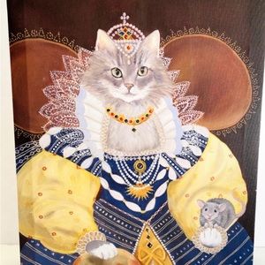 Carol Lew Maine Coon Queen Elizabeth Dress Stretched Canvas Wall Art 11”x 14”